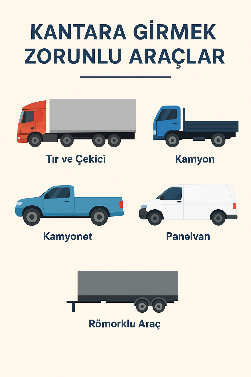 KANTARA GİRMEK ZORUNLU OLAN ARAÇLAR