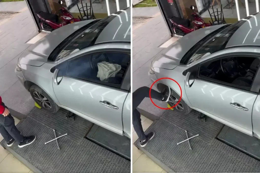 Kontak açıkken tekerleğe tekme atmasının bedeli ağır oldu