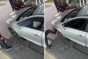 Kontak açıkken tekerleğe tekme atmasının bedeli ağır oldu