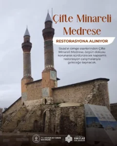 Çifte Minareli Medresede Restorasyona Alınıyor