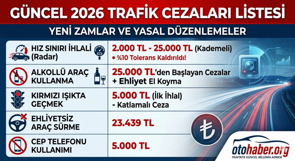 2026 Trafik Cezaları Listesi: Hız, Alkol, Radar Cezaları Kaç TL?