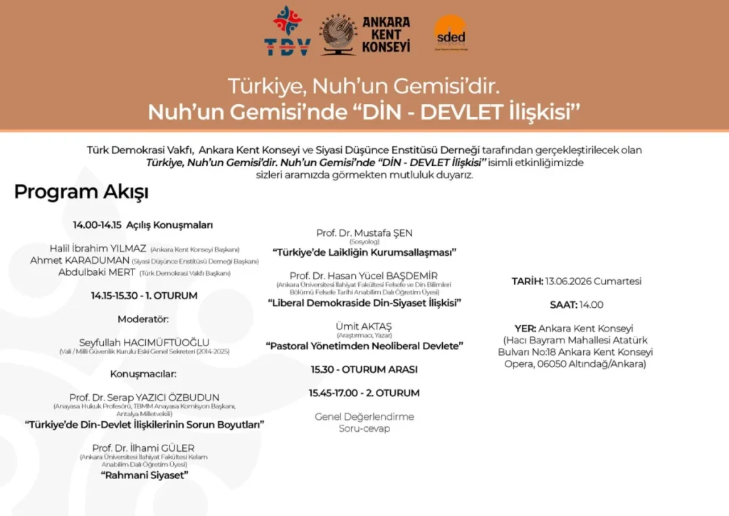 Ankara’da “Din-Devlet İlişkisi” paneli düzenlenecek