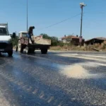 Edirne'de 40 derece sıcaklık asfaltı eritti