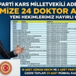 Kars Milletvekili Adem Çalkın: Kars’a 24 doktor atandı, yeni hekimler hayırlı olsun