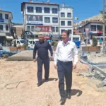 Beypazarı Belediye Başkanı Kasap, Bankalar Caddesi'ndeki çalışmaları yerinde inceledi